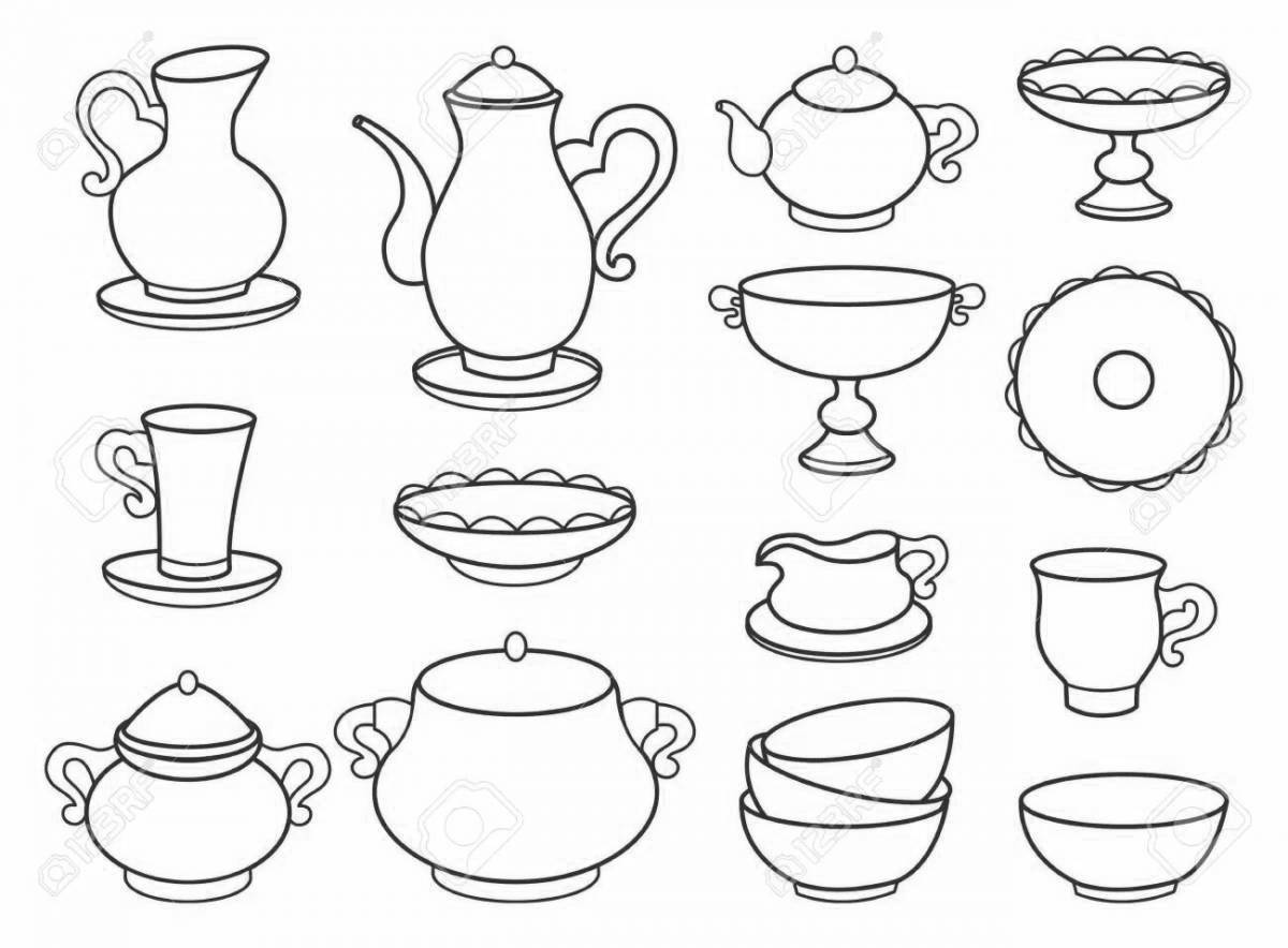 Fabulous tea set coloring page