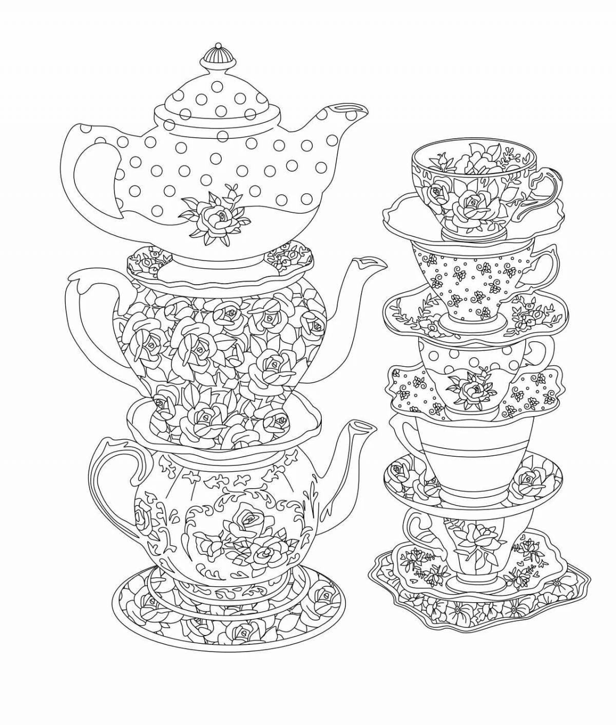 Charming tea coloring set