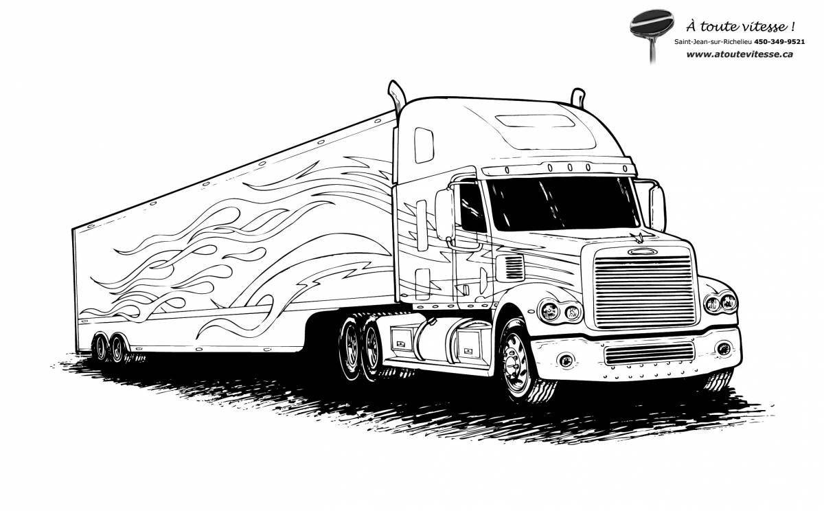 Colorful racing truck coloring page