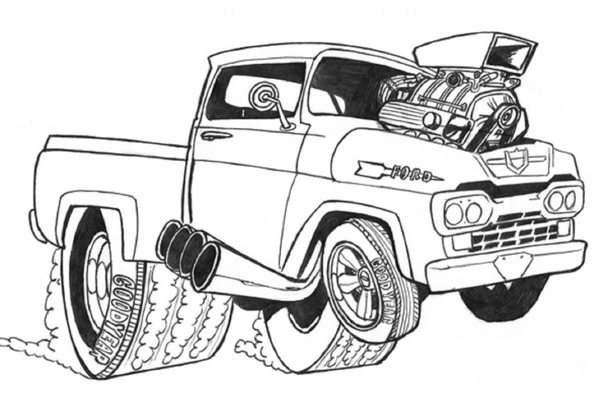 Shiny racing truck coloring page
