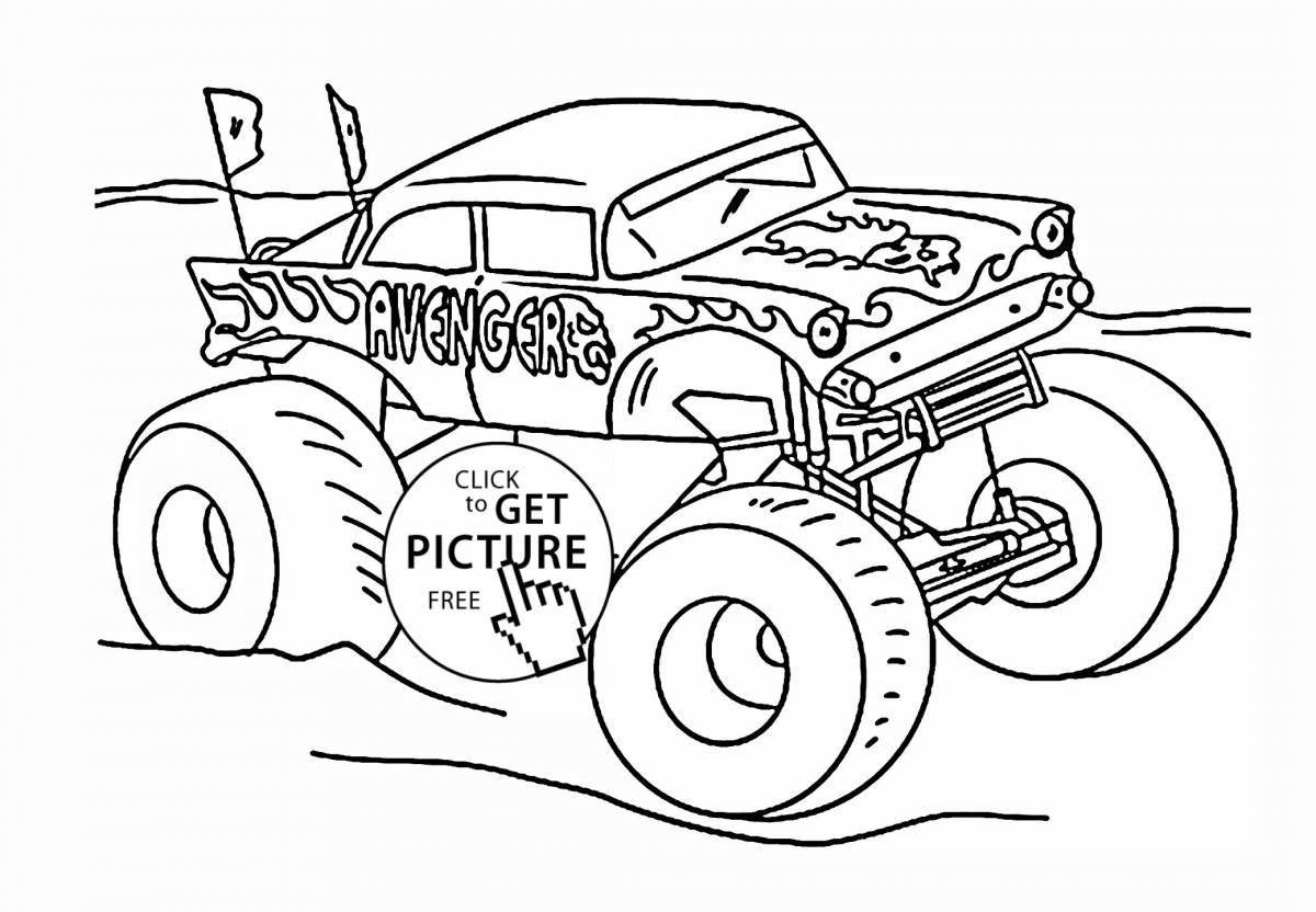Adorable racing truck coloring page