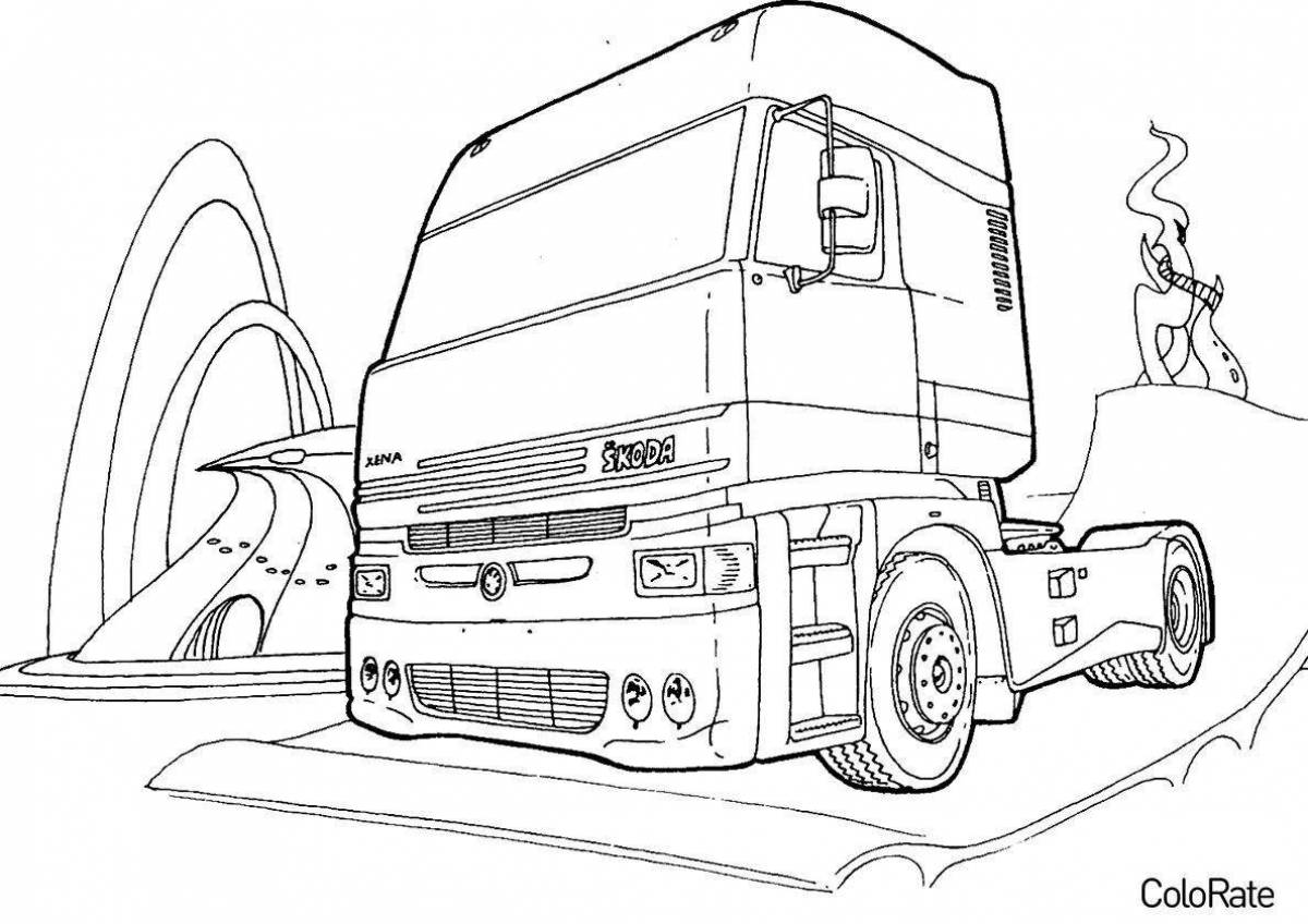 Coloring page of energetic racing truck
