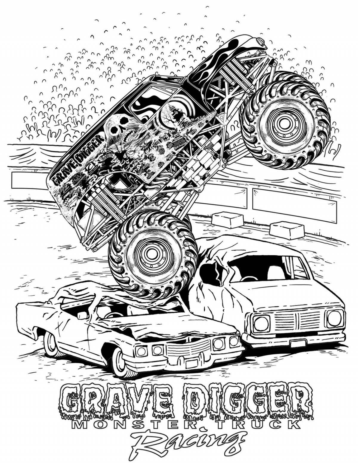 Coloring page funny racing truck