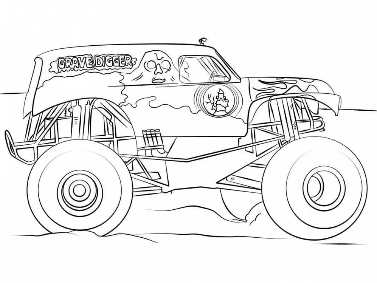 Coloring page humorous racing truck