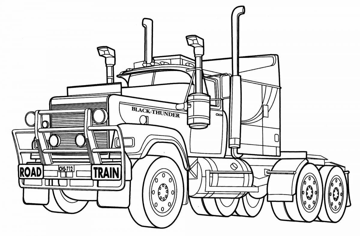 Comic racing truck coloring page