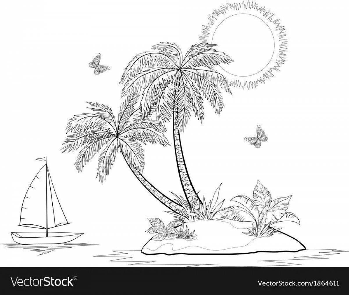 Coloring page blissful desert island