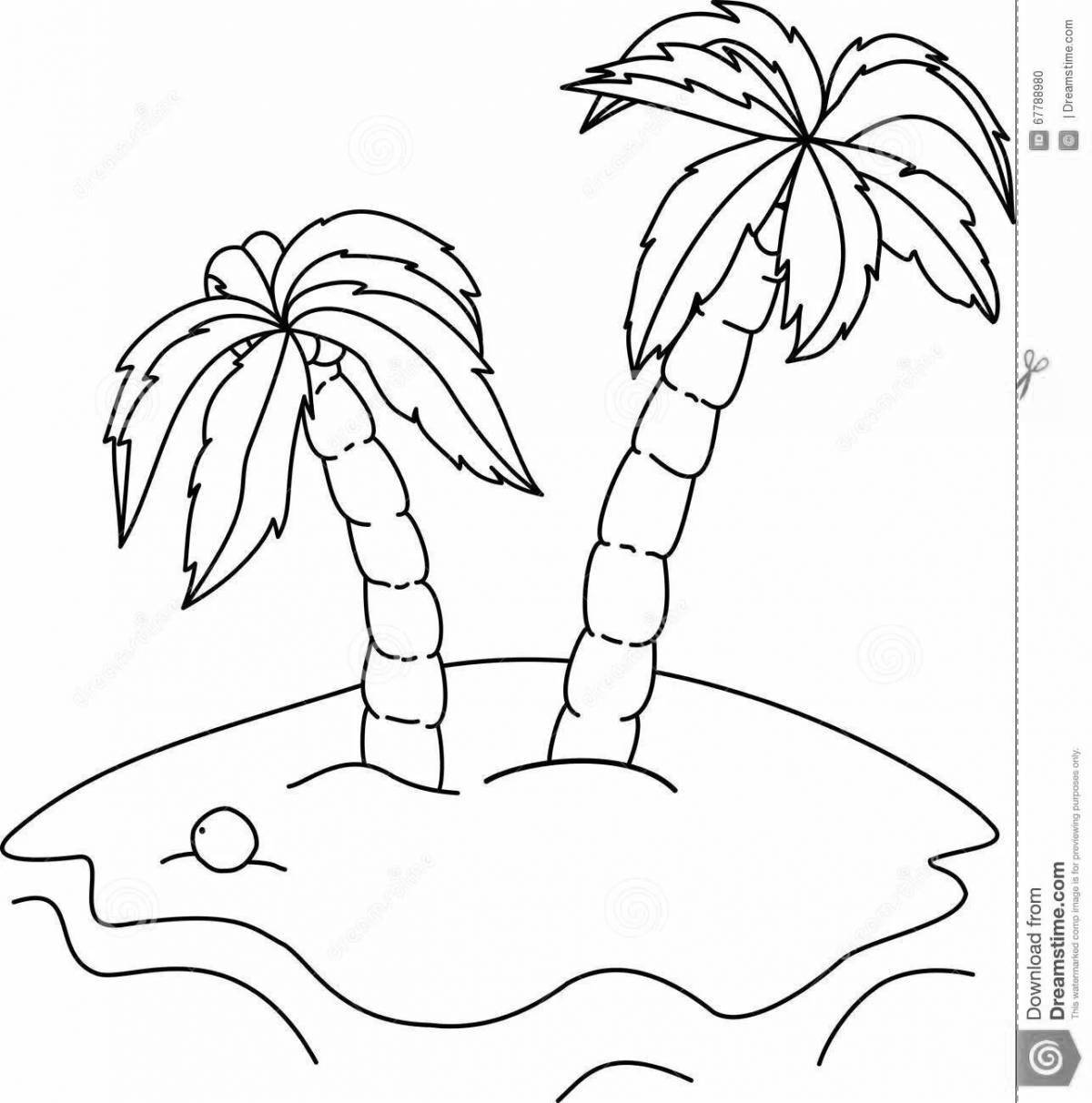 Glowing desert island coloring page