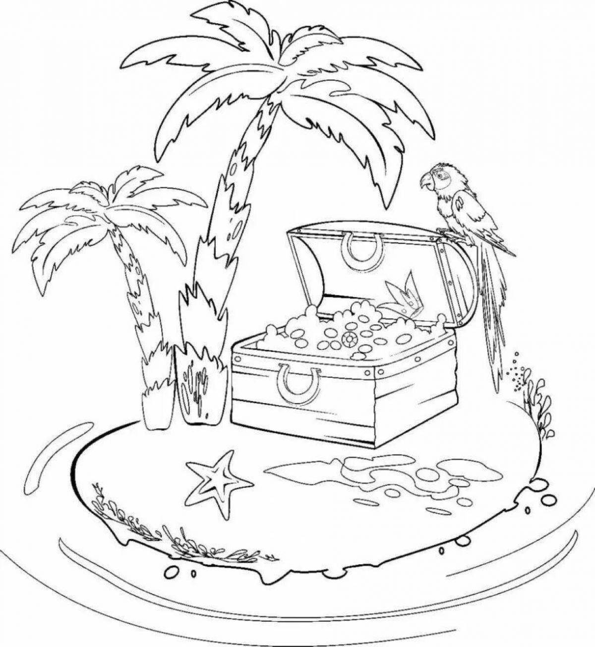 Playful desert island coloring page