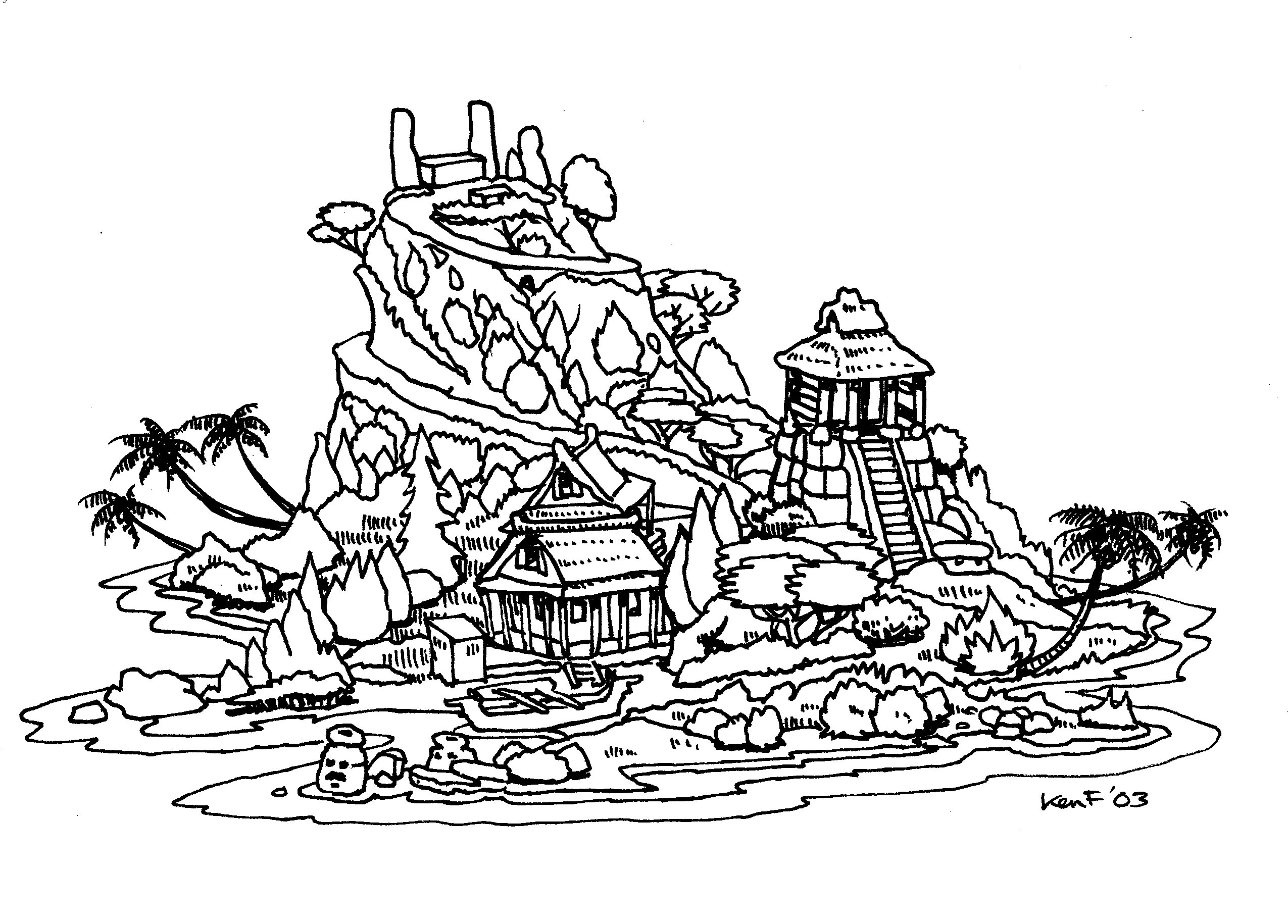 Glitter desert island coloring page