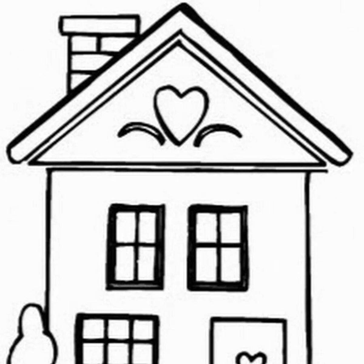 Serene house coloring page