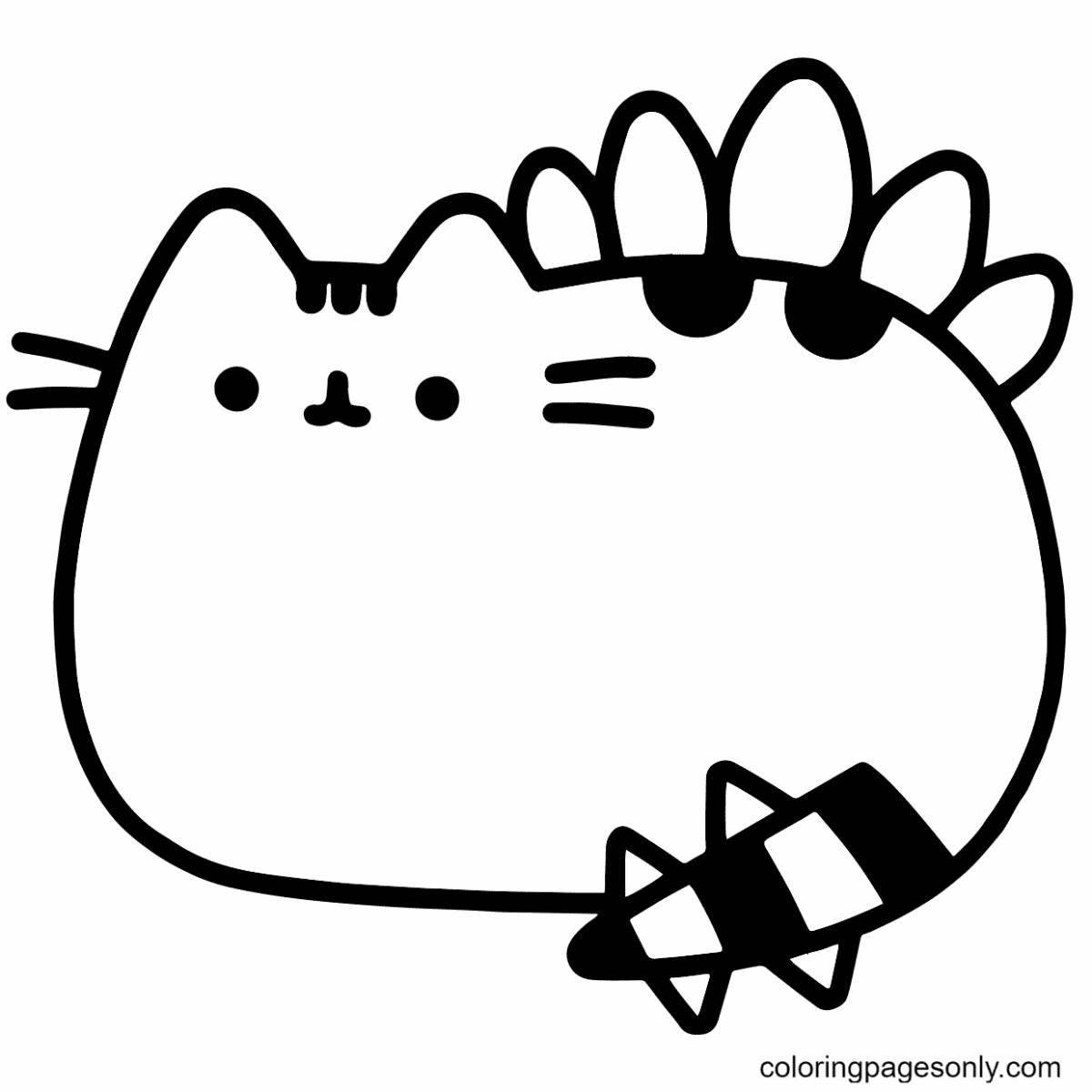 Exquisite pusheen mermaid coloring page