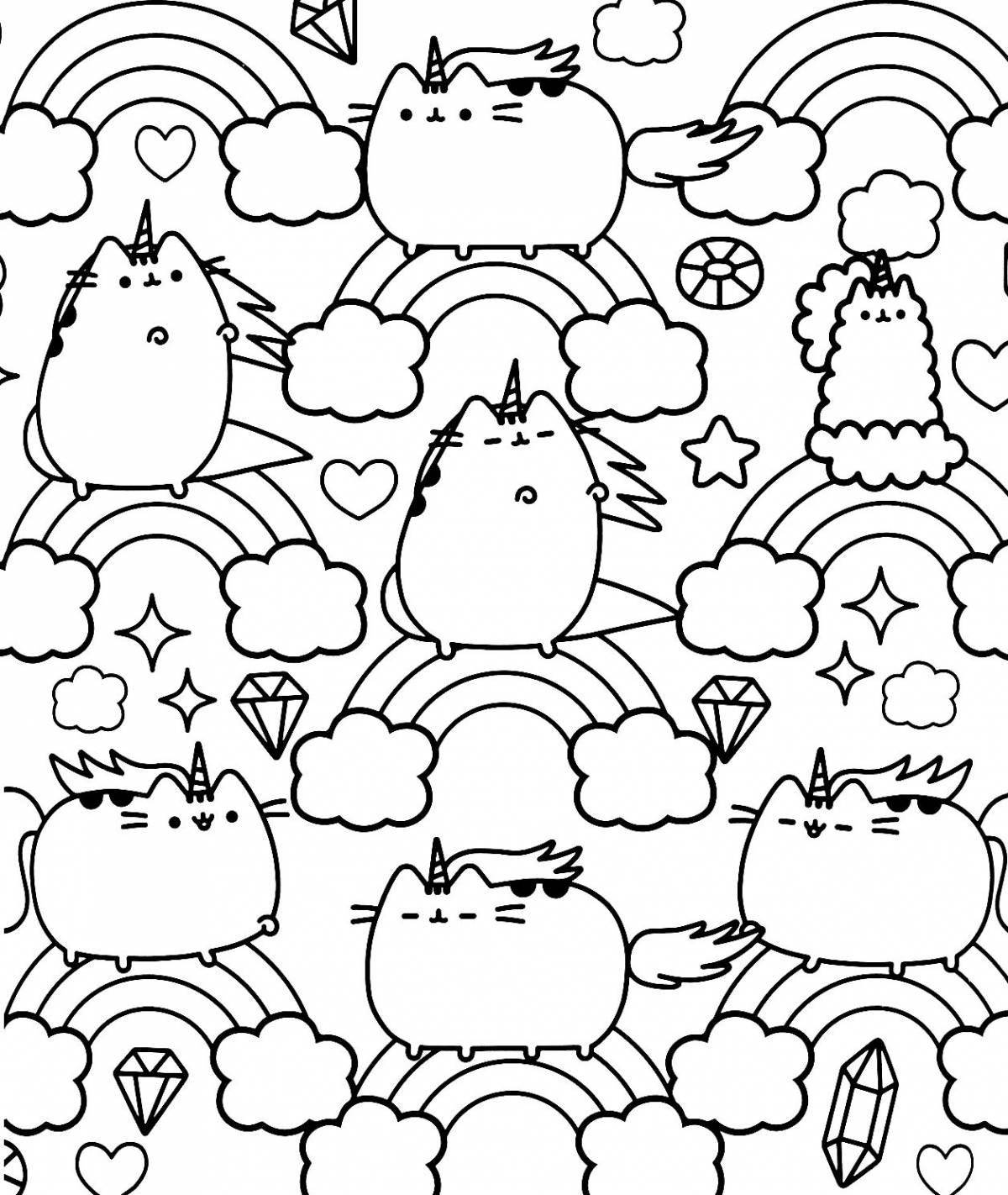 Awesome pusheen mermaid coloring page