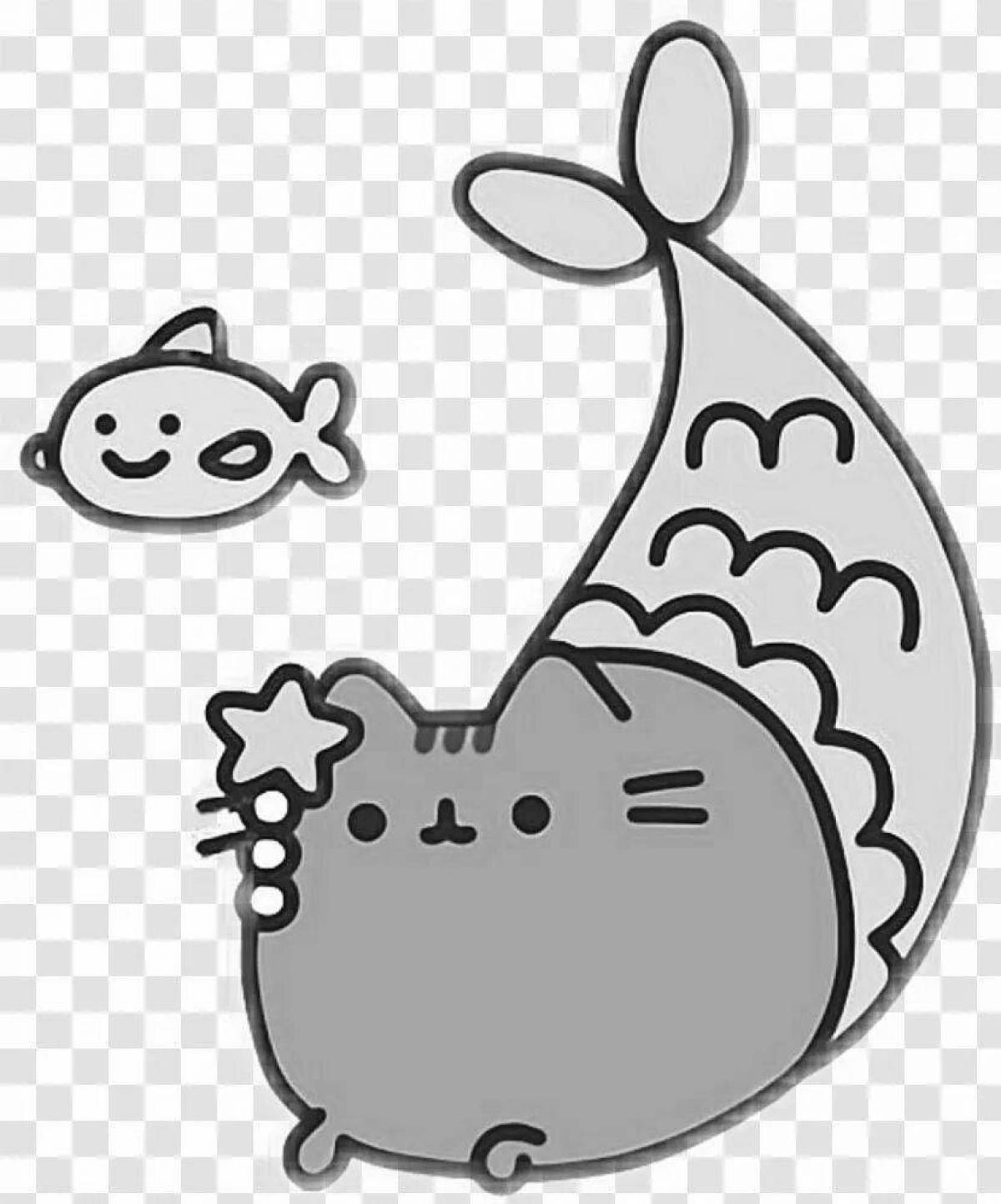 Pusheen Mermaid Live Coloring Page