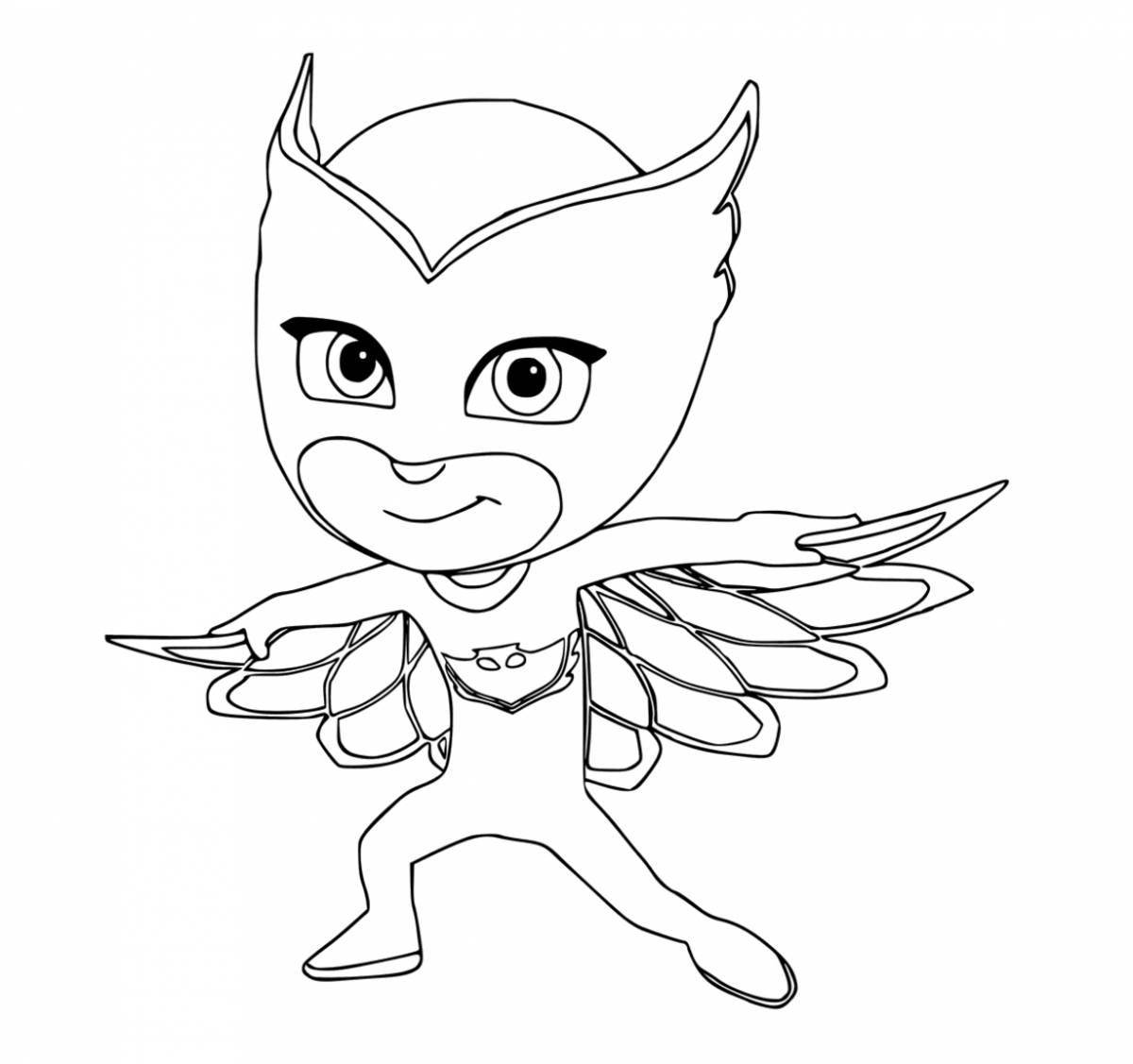 Coloring page adorable masked characters