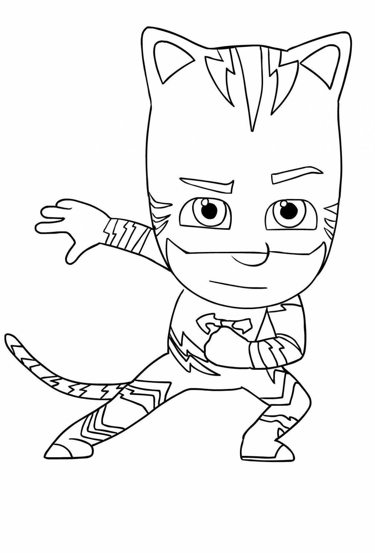 Coloring page funny masked characters