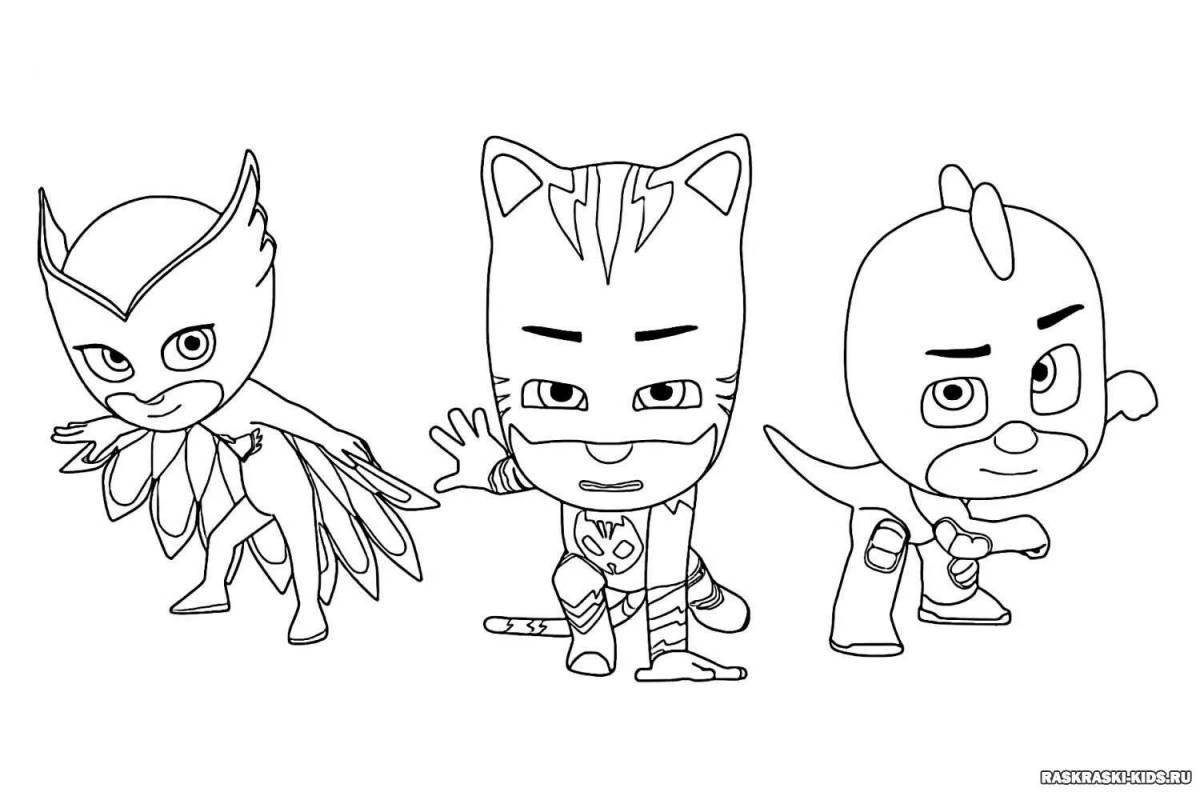 Amazing masked characters coloring page