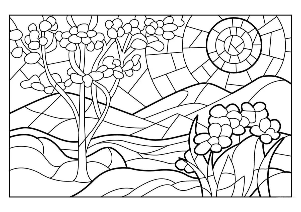Coloring page magnificent stained glass windows