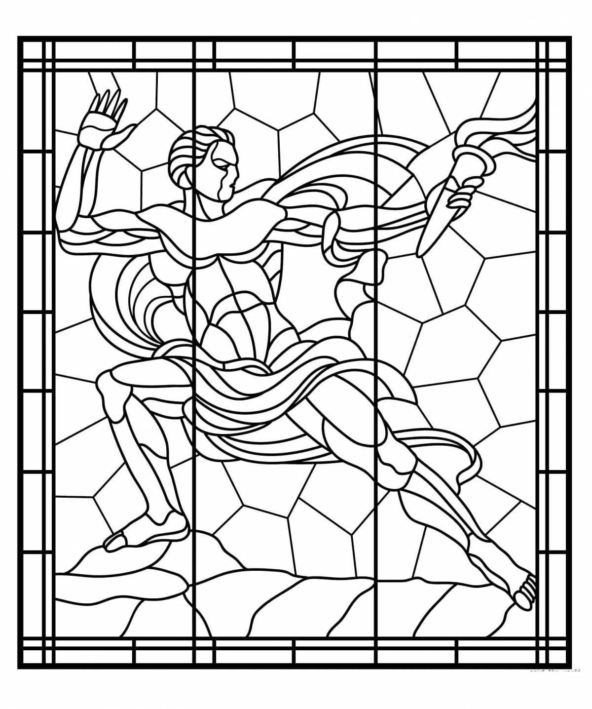 Fine stained glass coloring book