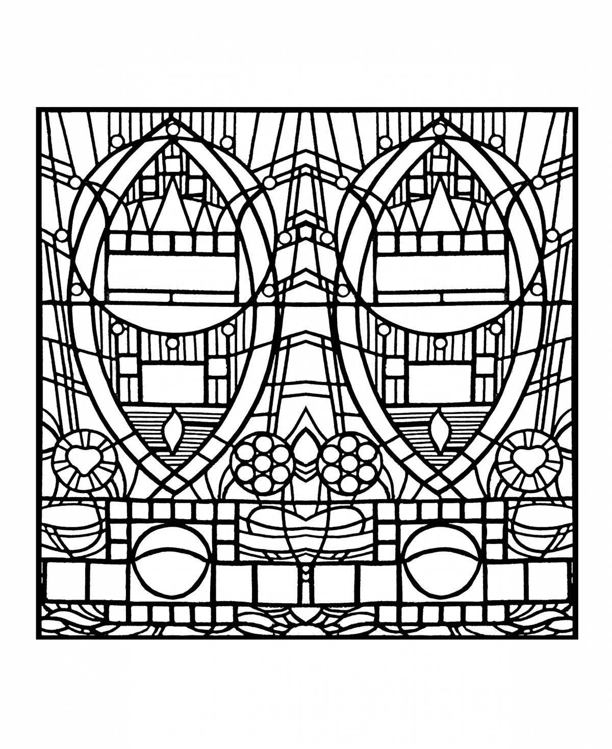 Coloring page dazzling stained glass windows
