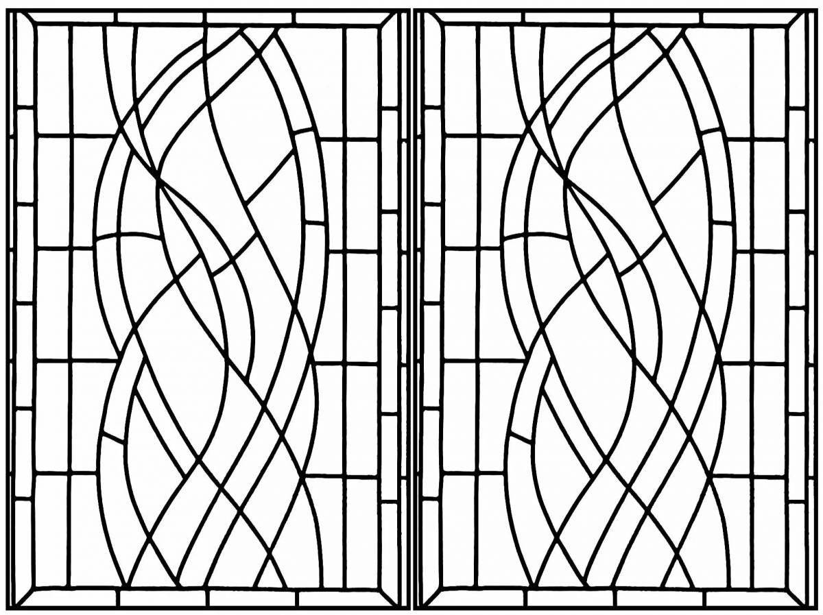 Coloring page elegant stained glass windows