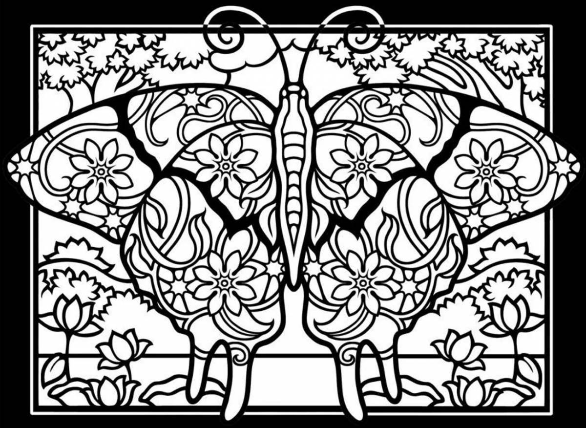 Exotic stained glass coloring book