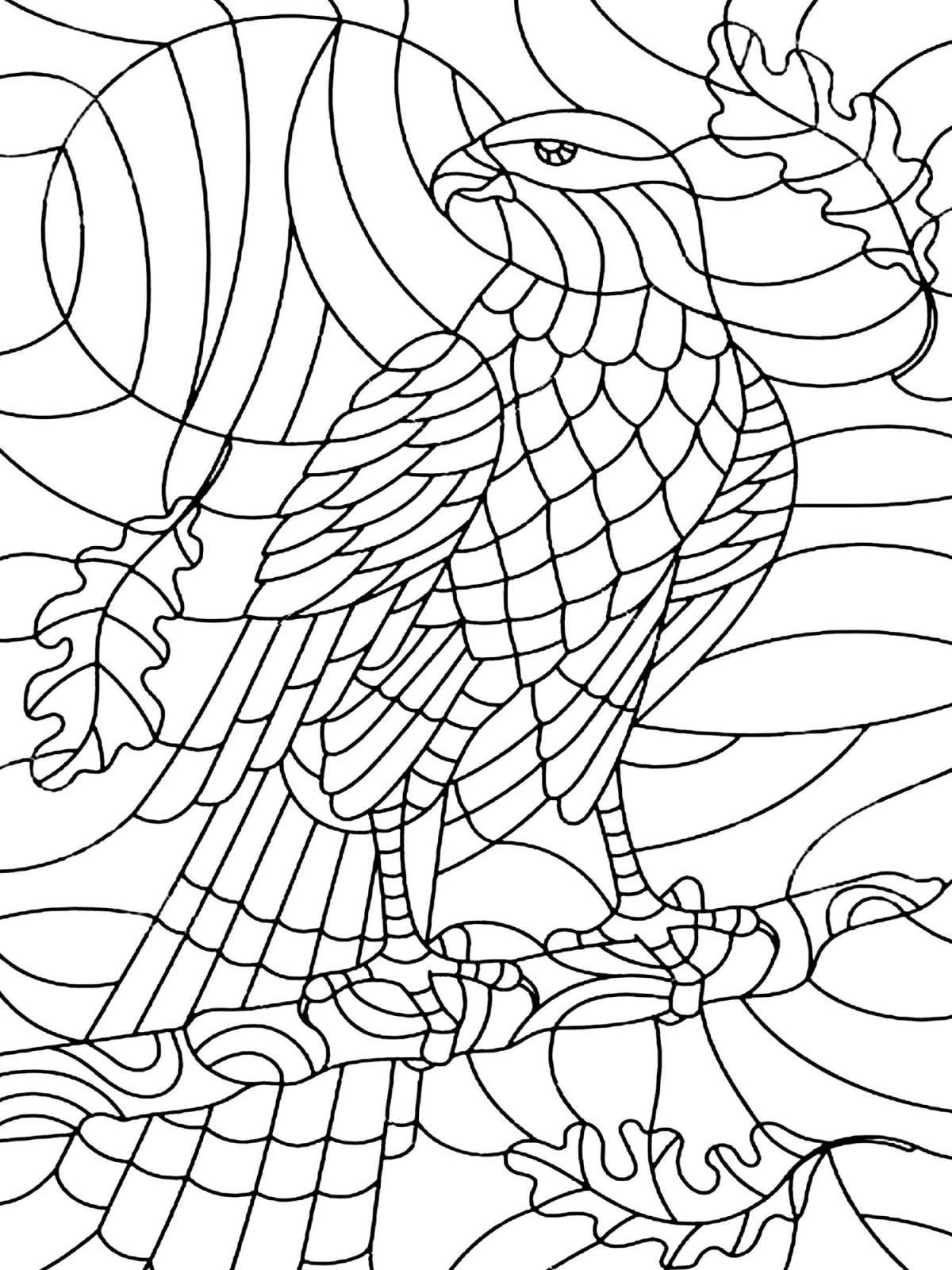 Blooming stained glass coloring page