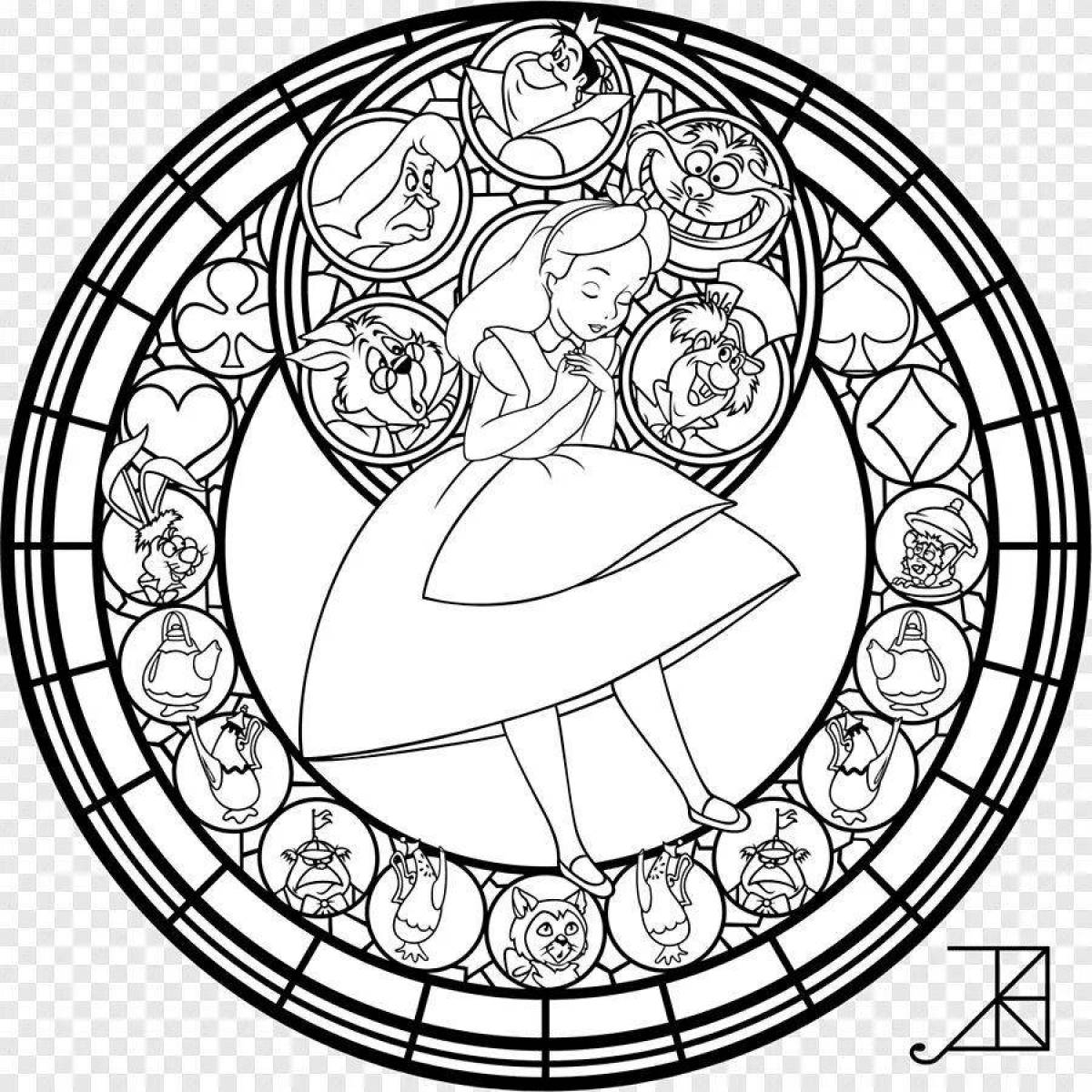 Brightly colored stained glass windows coloring book