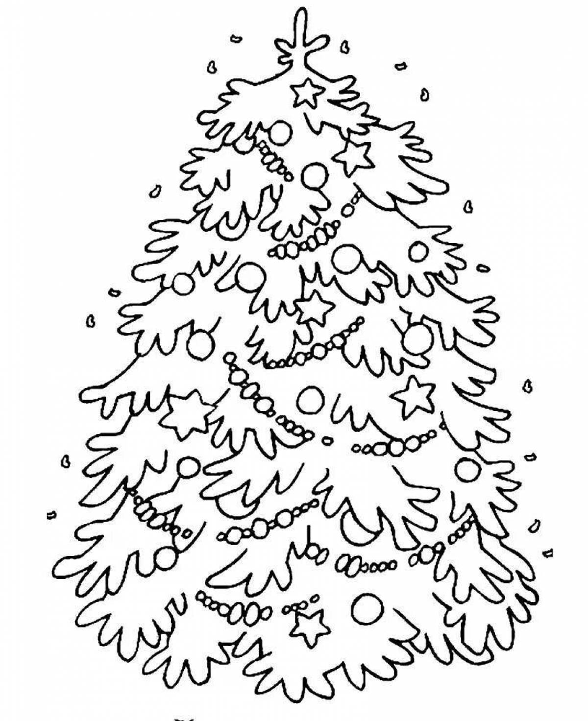 Яркая раскраска рождественская елка