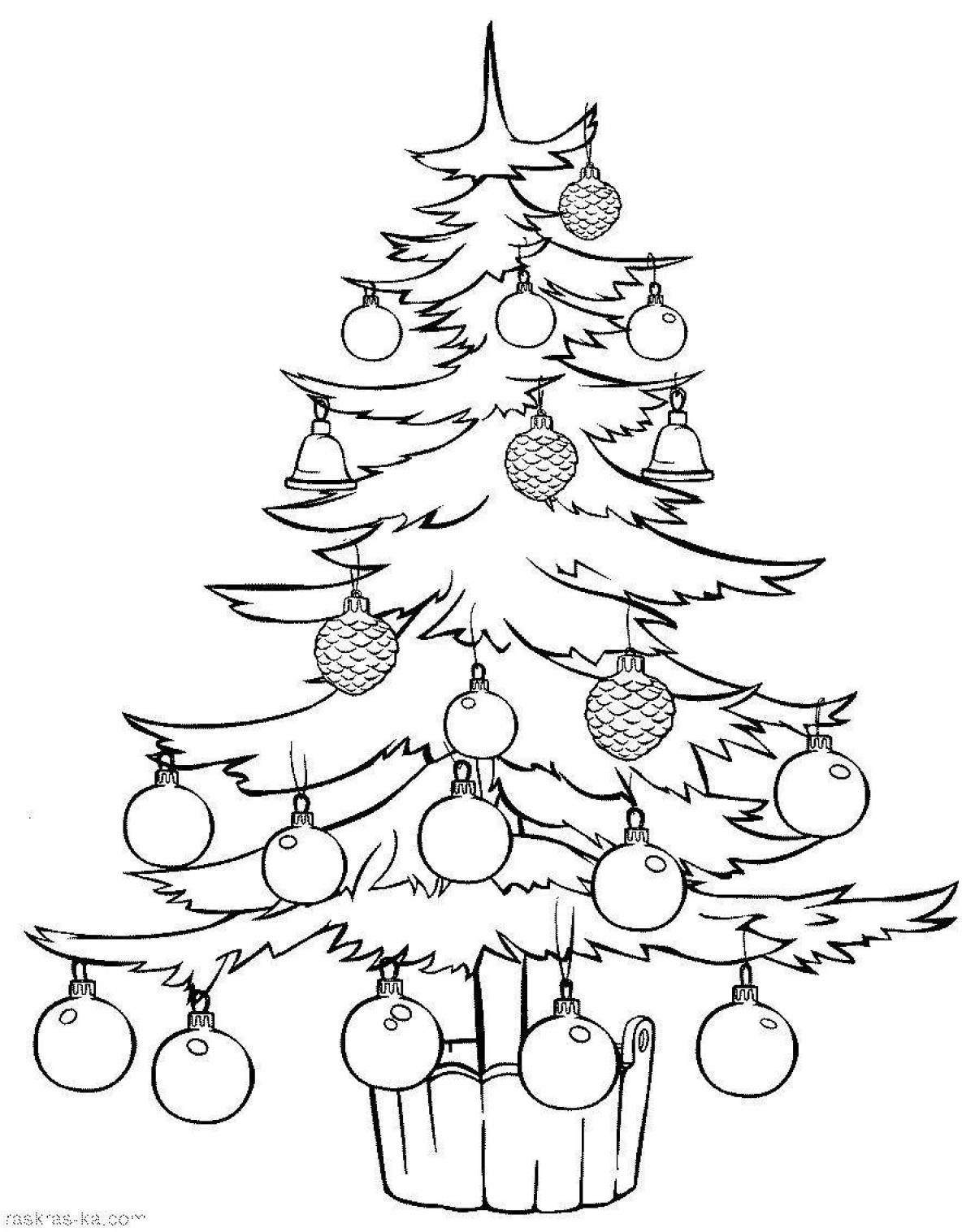 Раскраска рождественская елка с подсветкой