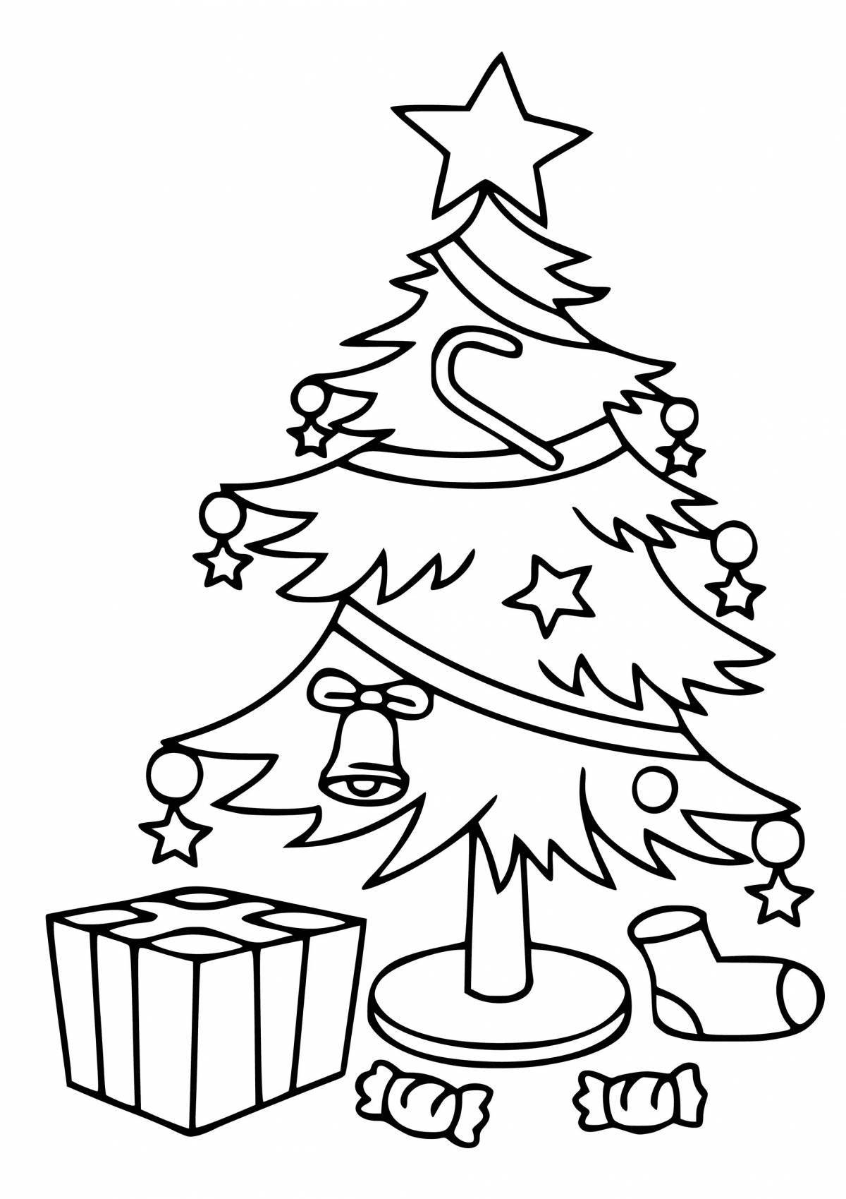 Радужная раскраска рождественская елка