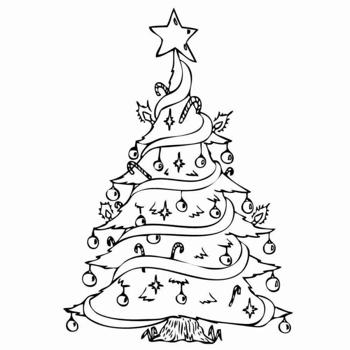 Sparkling Christmas tree coloring book