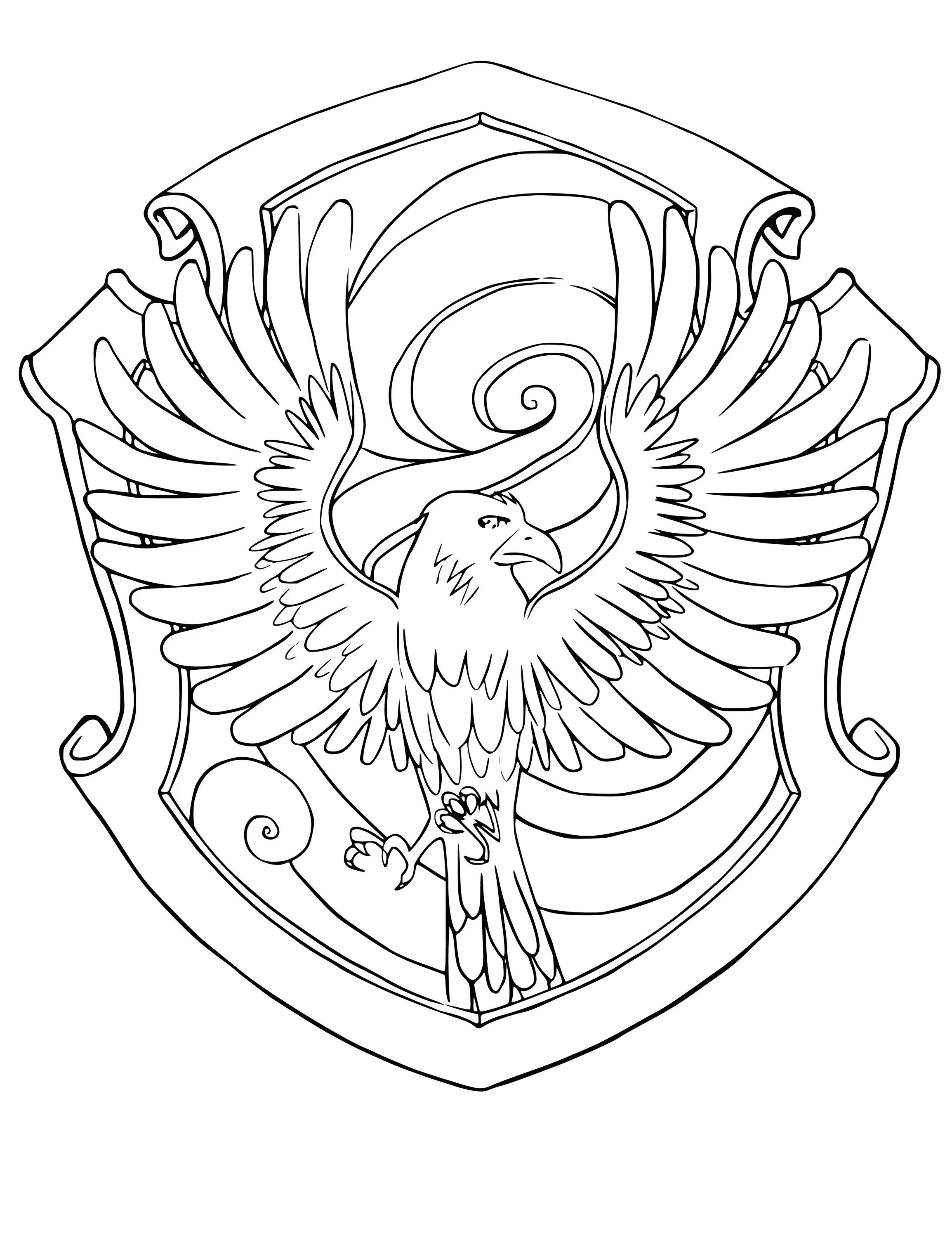 Adorable coat of arms of Ravenclaw coloring book