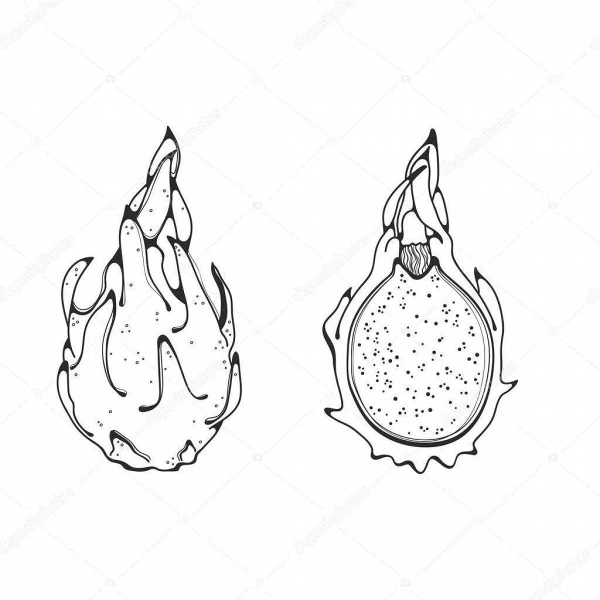 Colorful dragon fruit coloring page