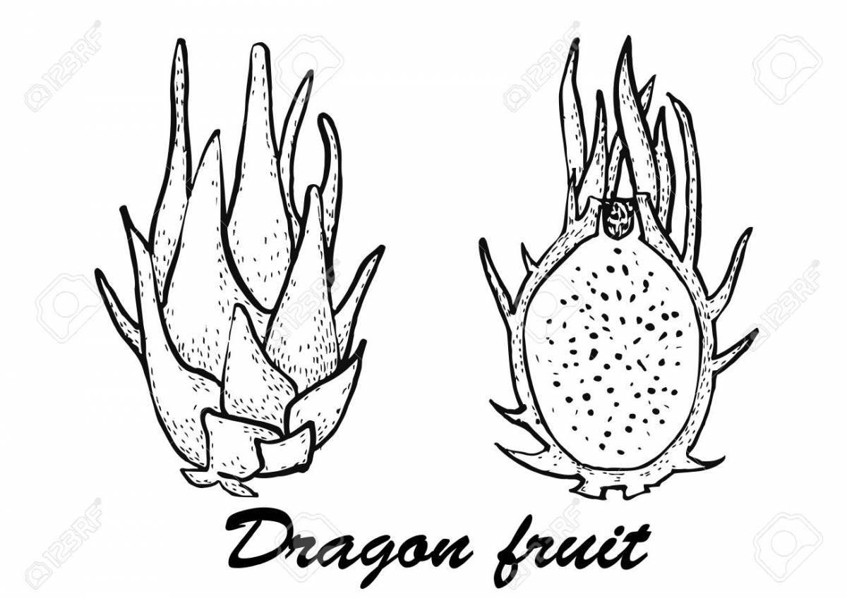 Coloring book glowing dragon fruit