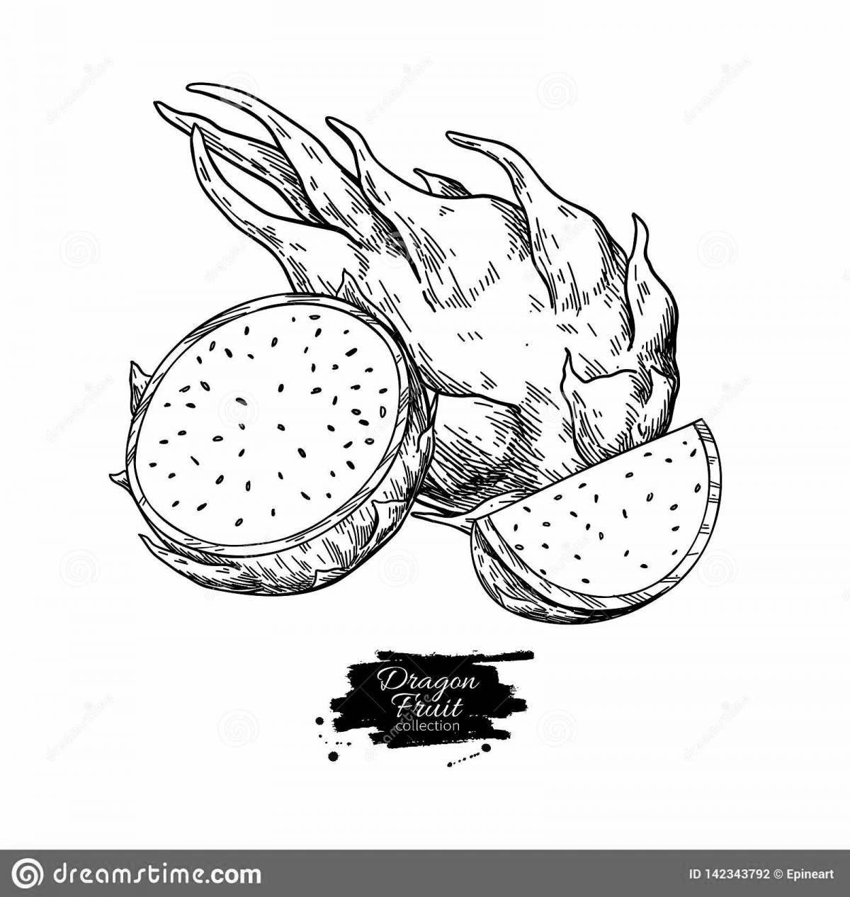 Glowing dragon fruit coloring page