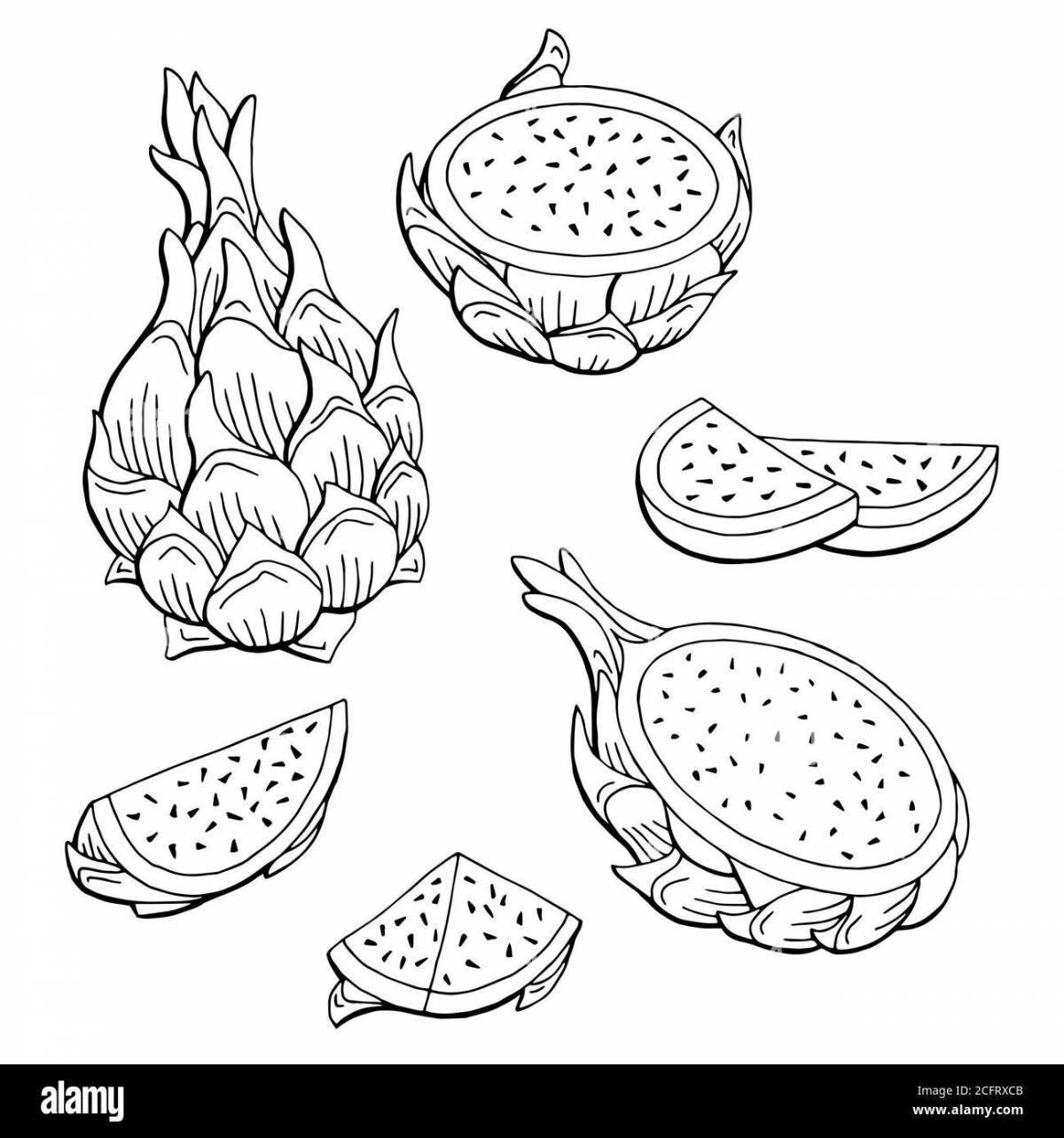 Live dragon fruit coloring page