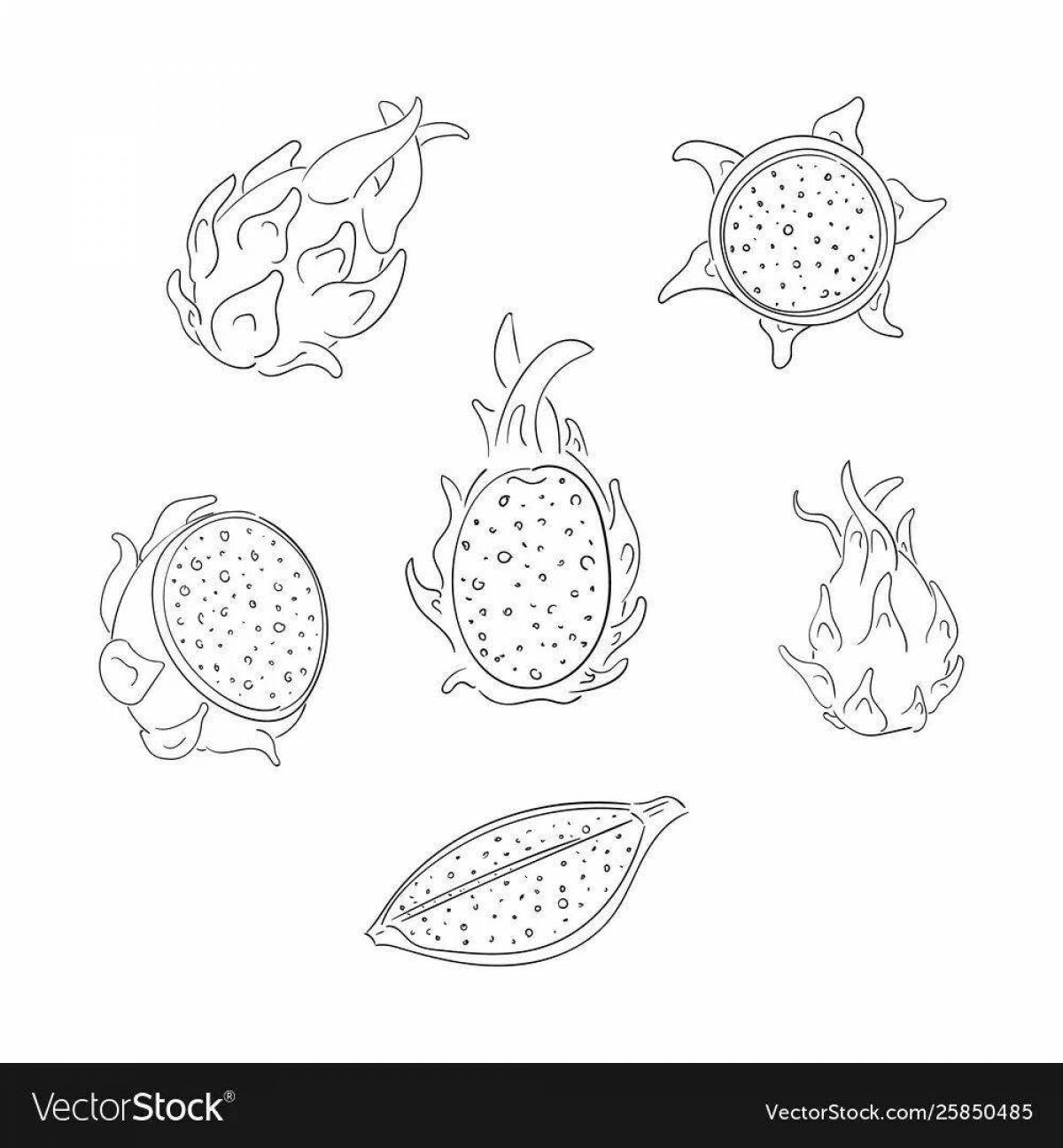 Impressive dragon fruit coloring page