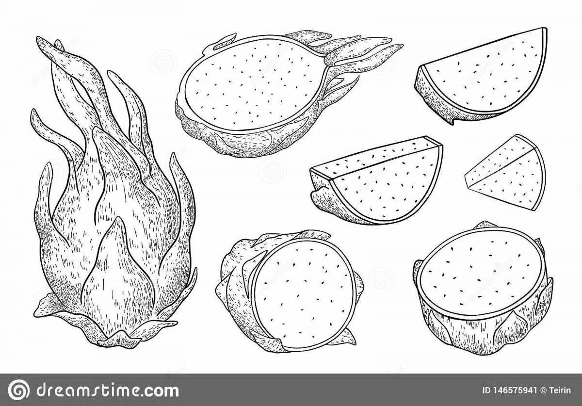 Amazing dragon fruit coloring page