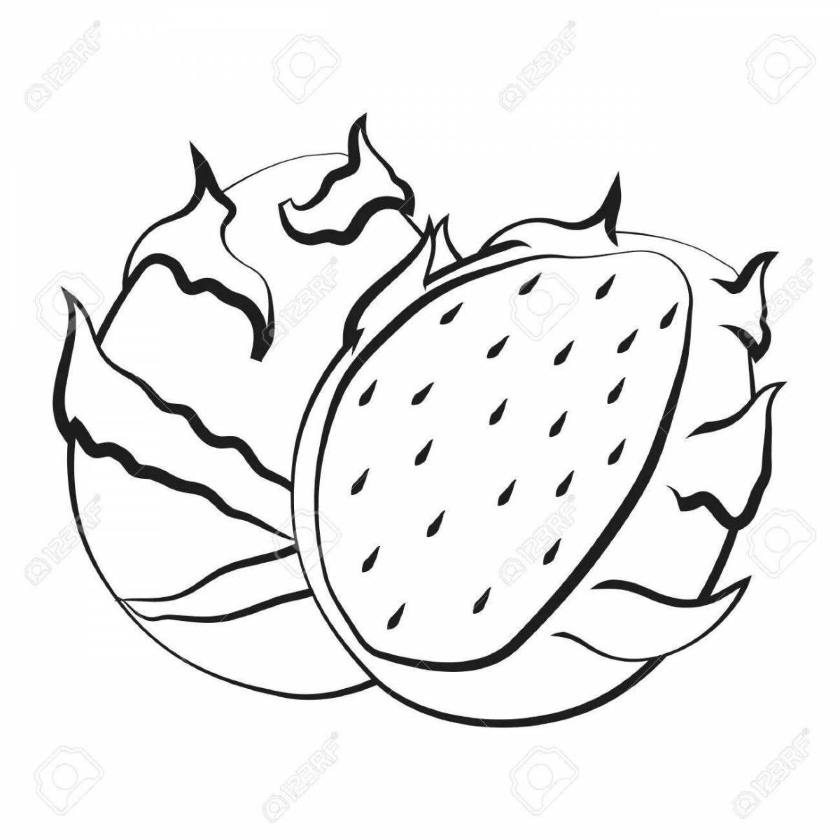 Exciting dragon fruit coloring page