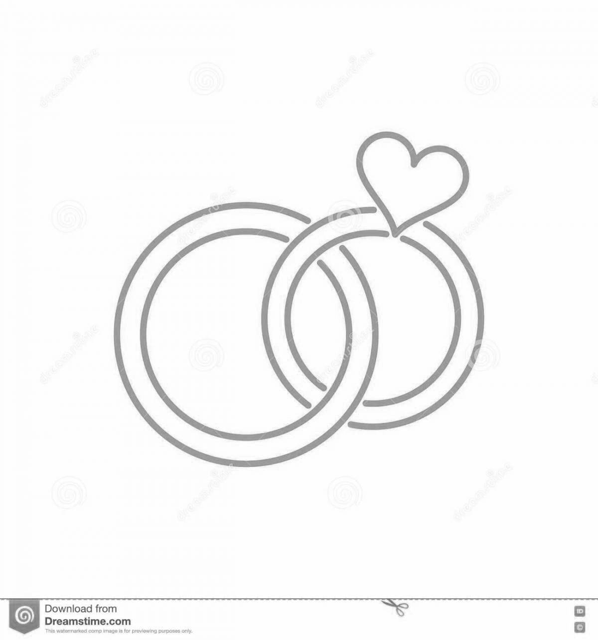 Radiant coloring page wedding rings