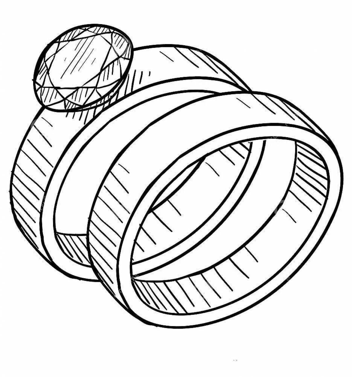 Serene coloring page wedding rings