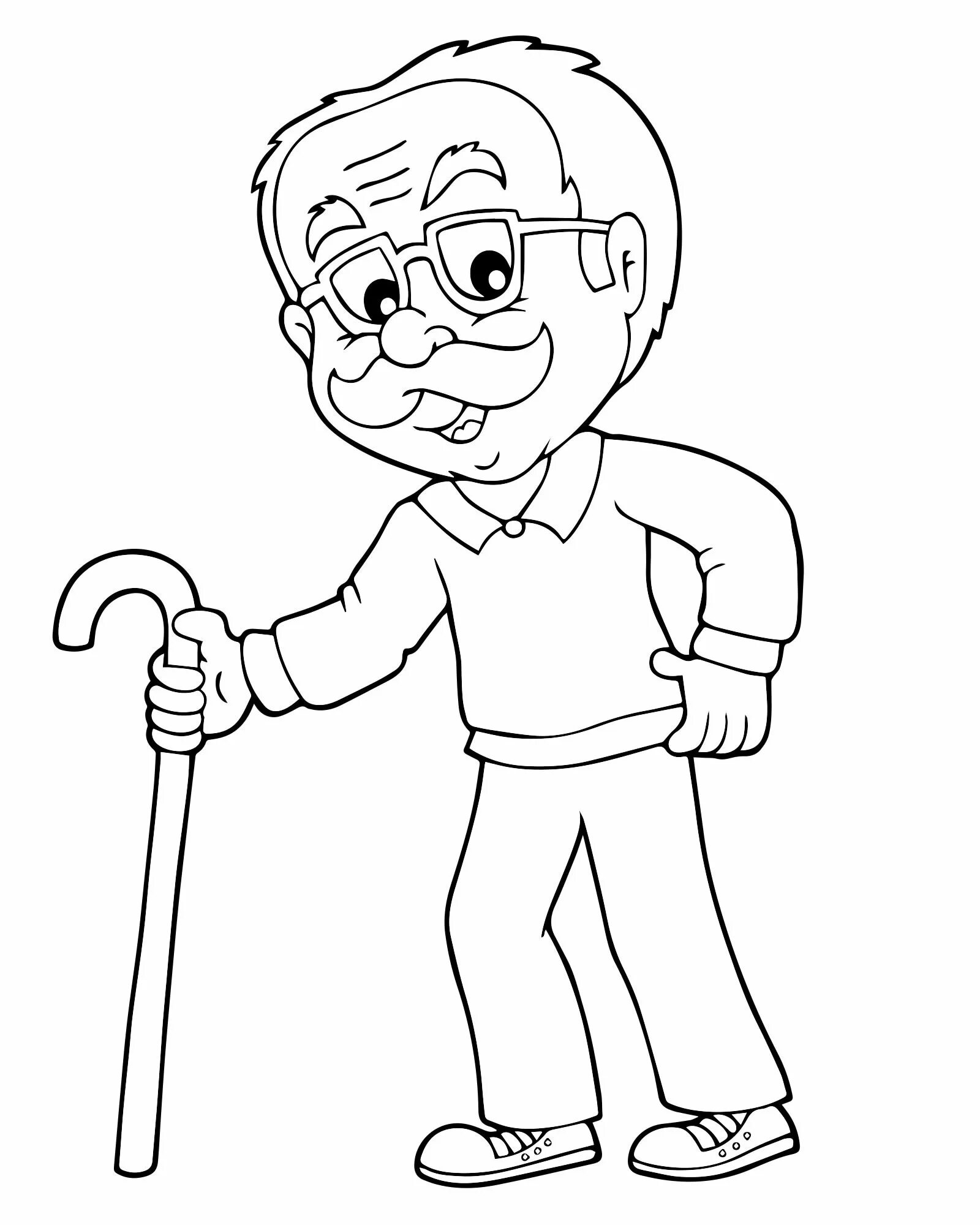 Animated grandfather coloring page