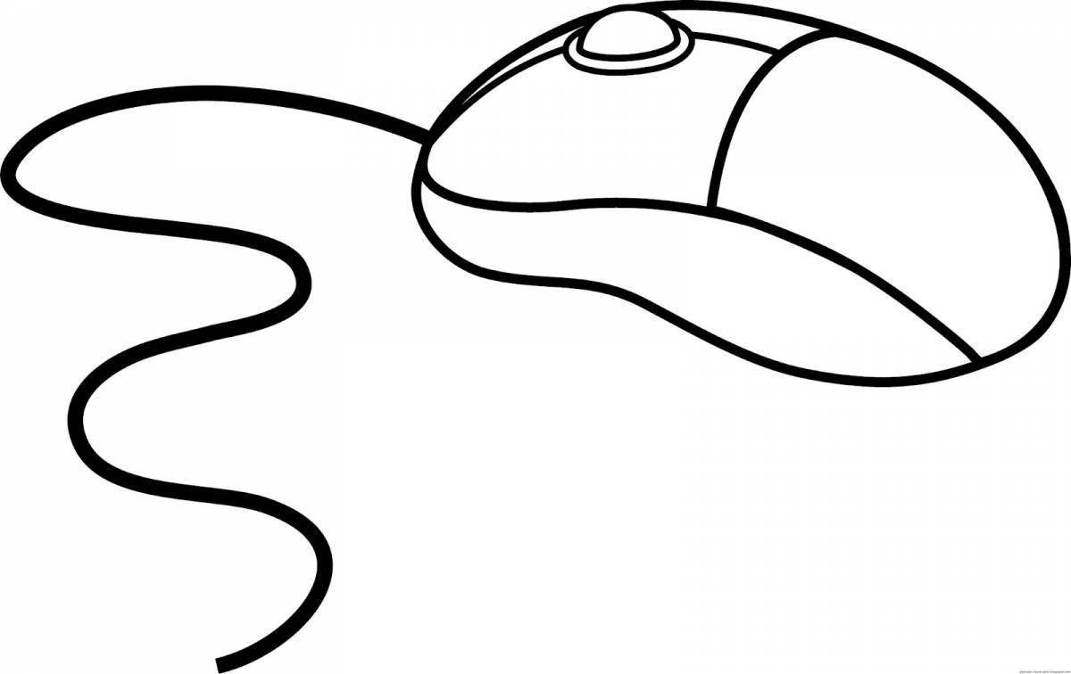 Coloring page happy mouse with glasses