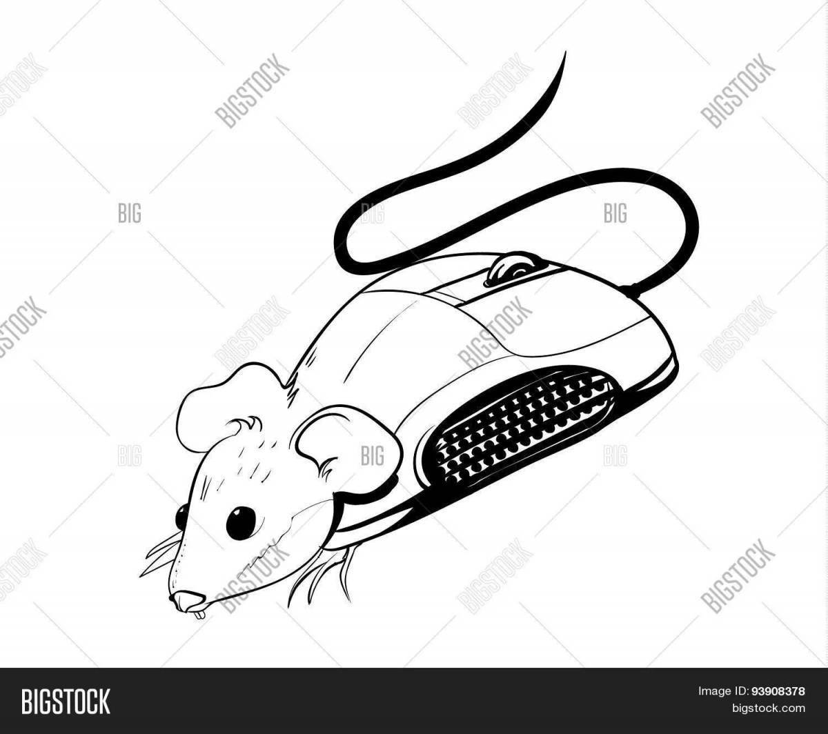 Playful mouse with glasses coloring page