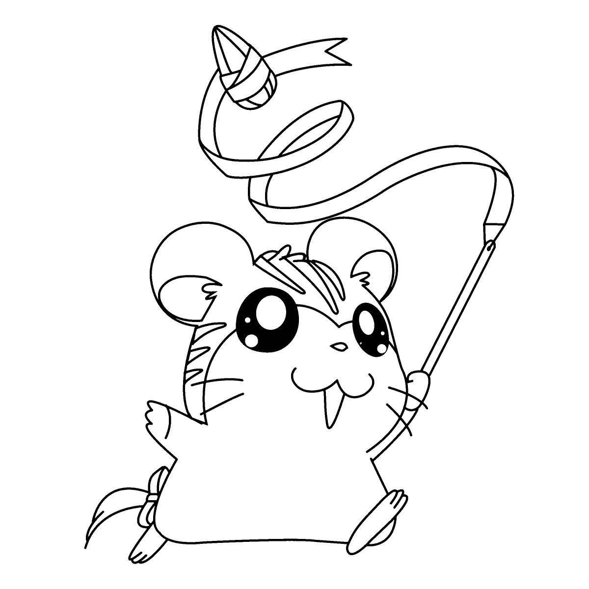 Coloring page funny mouse with glasses
