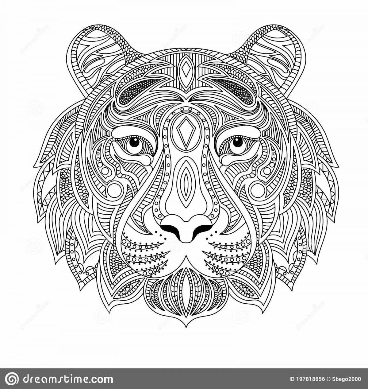 Majestic coloring book antistress tiger cub