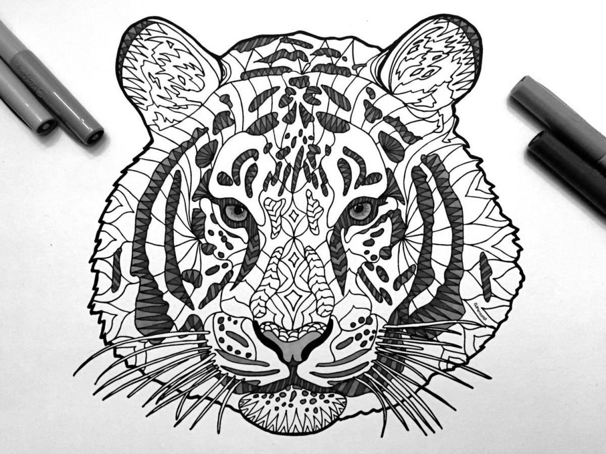 Tiger cub anti-stress coloring book