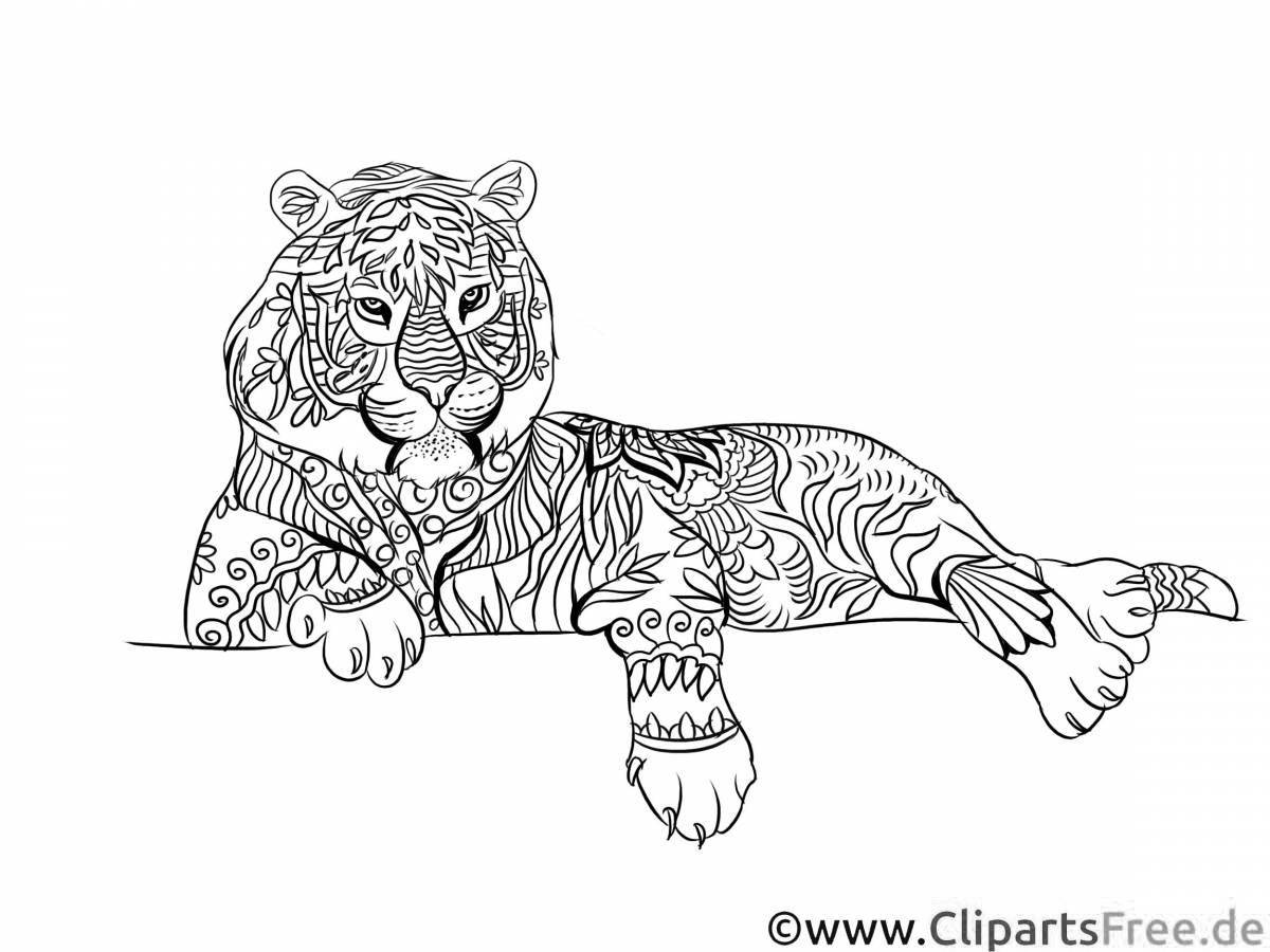 Colorful coloring book antistress tiger cub