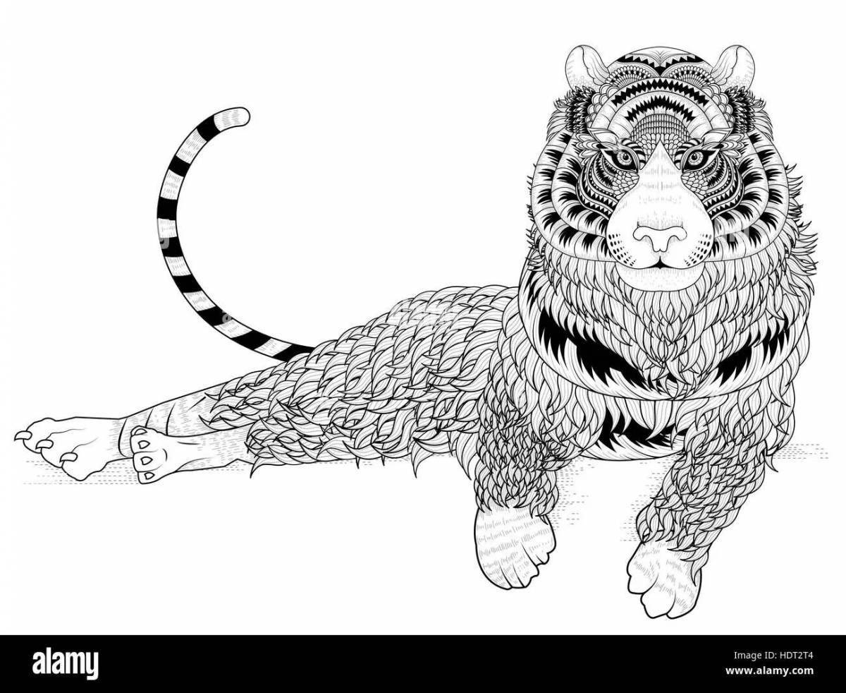Fun coloring book antistress tiger cub