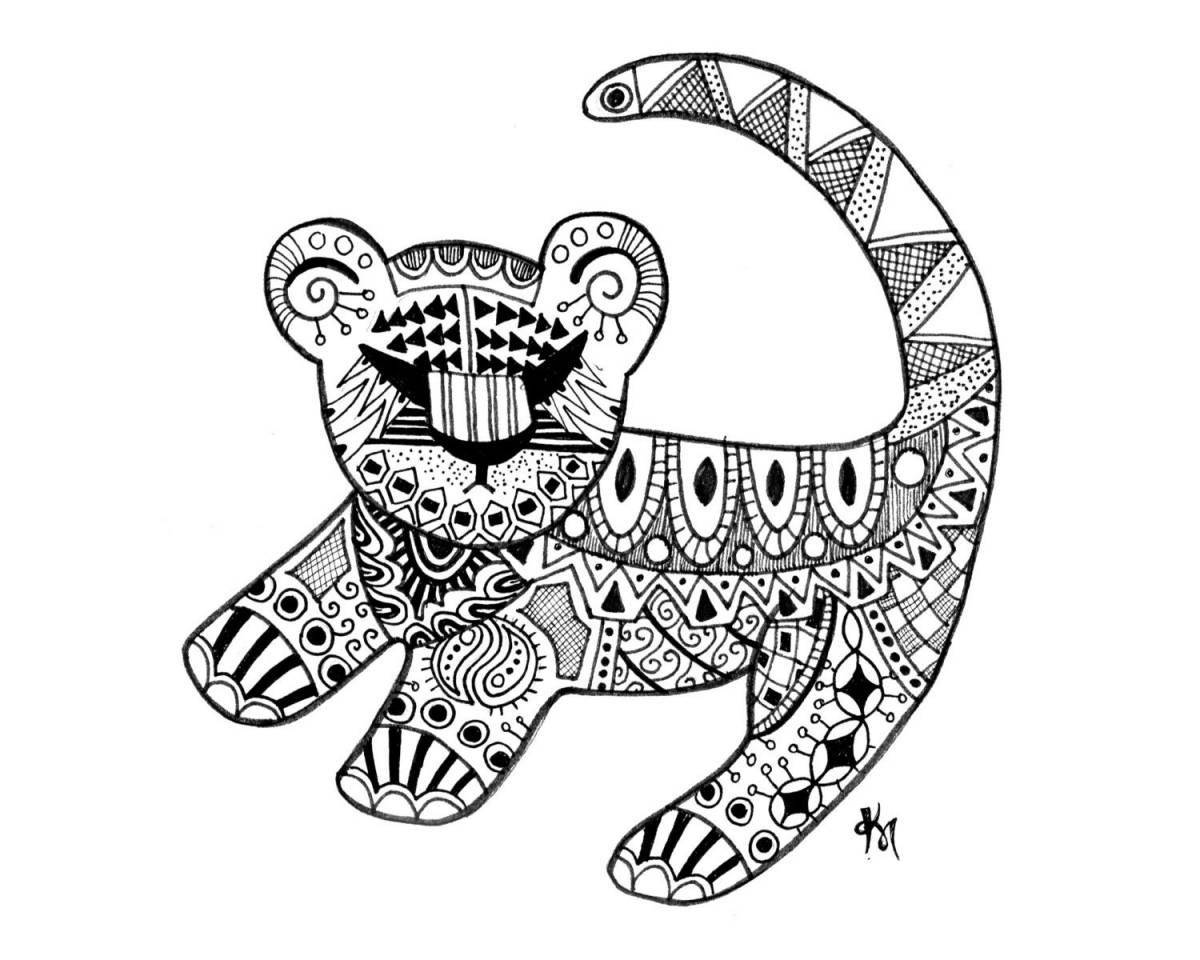 Inviting coloring book antistress tiger cub